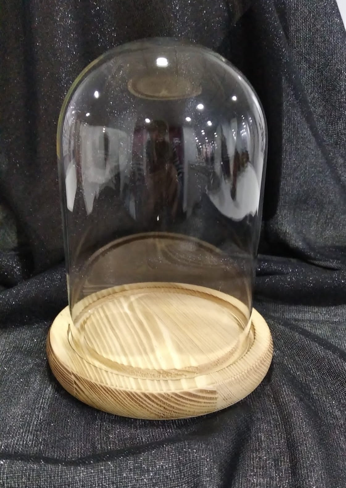 Decoración fanal 12x12x16 con base madera.