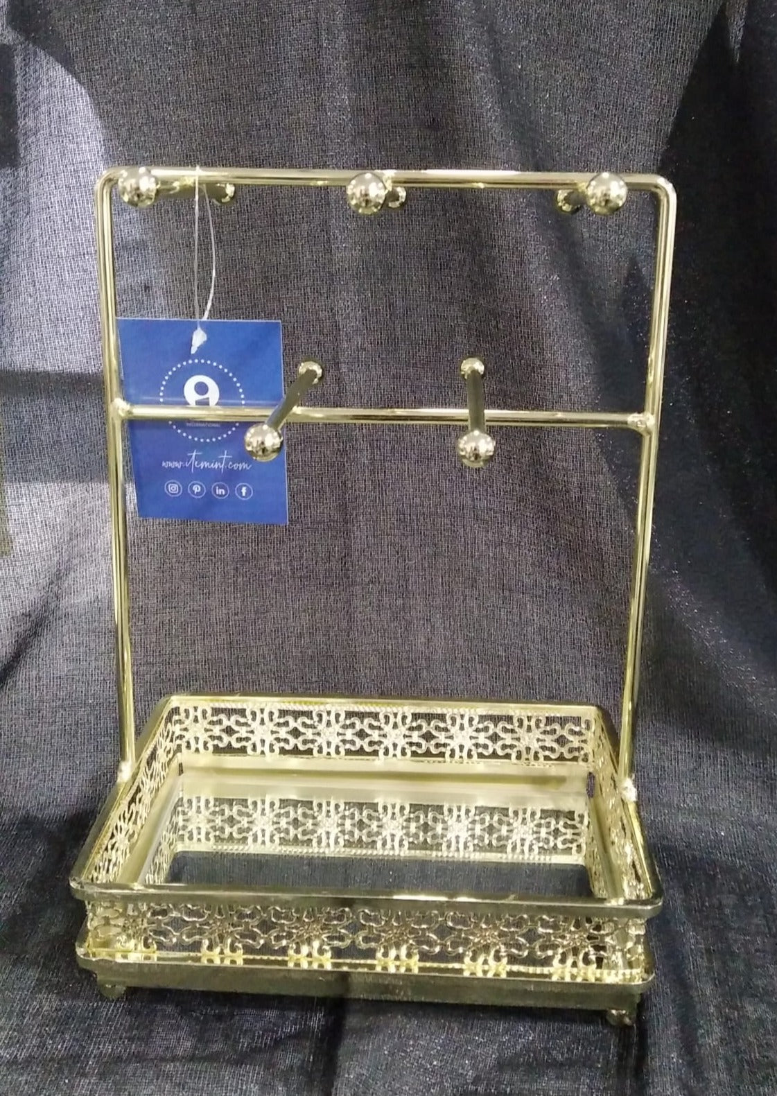 Joyero metal espejo dorado brillante 16.5 x11.5x24cm.