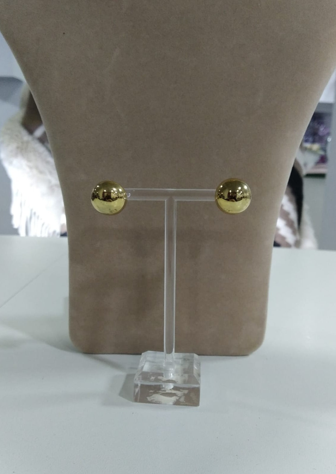 Pendiente media bola acero dorado