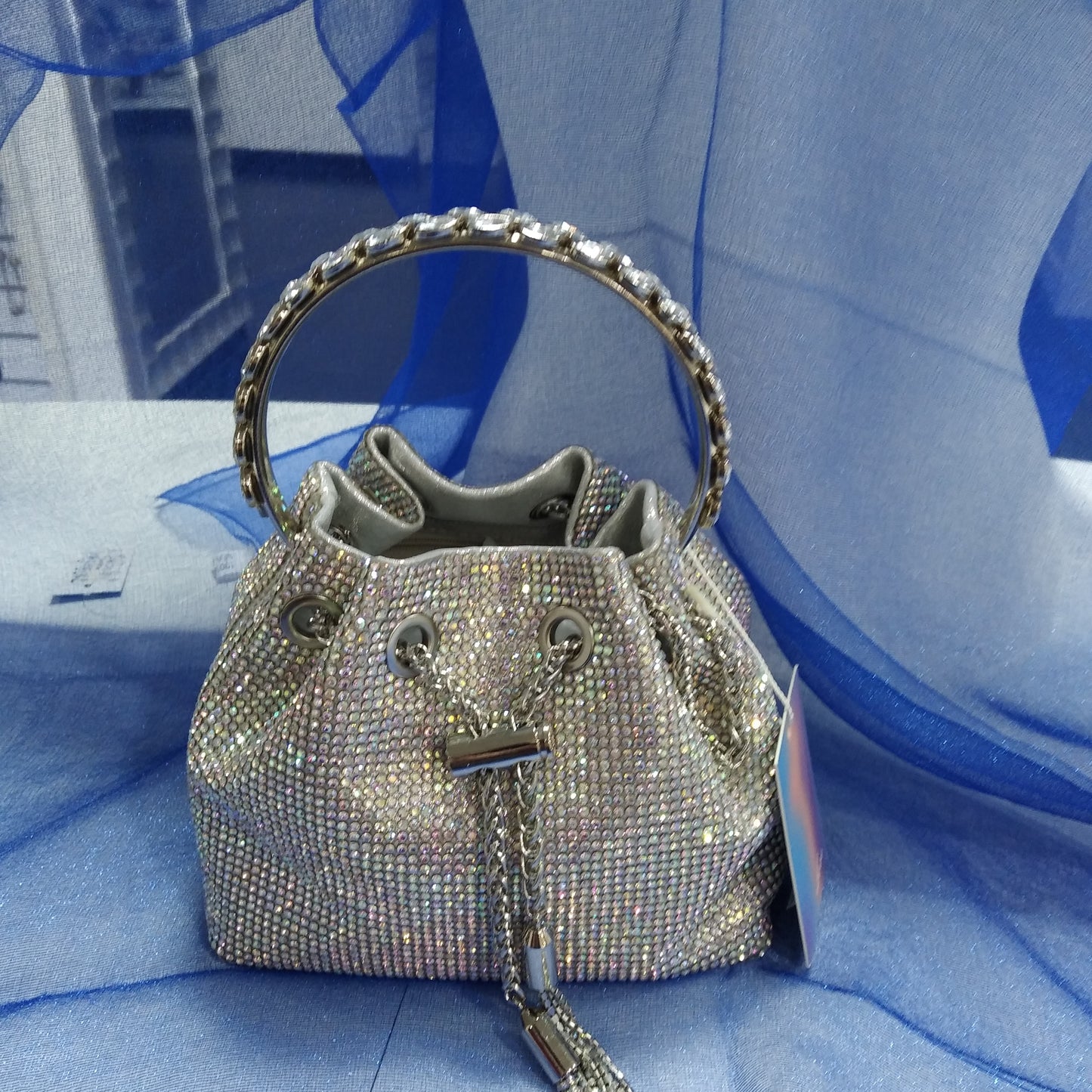 Bolso fiesta plateado cristal