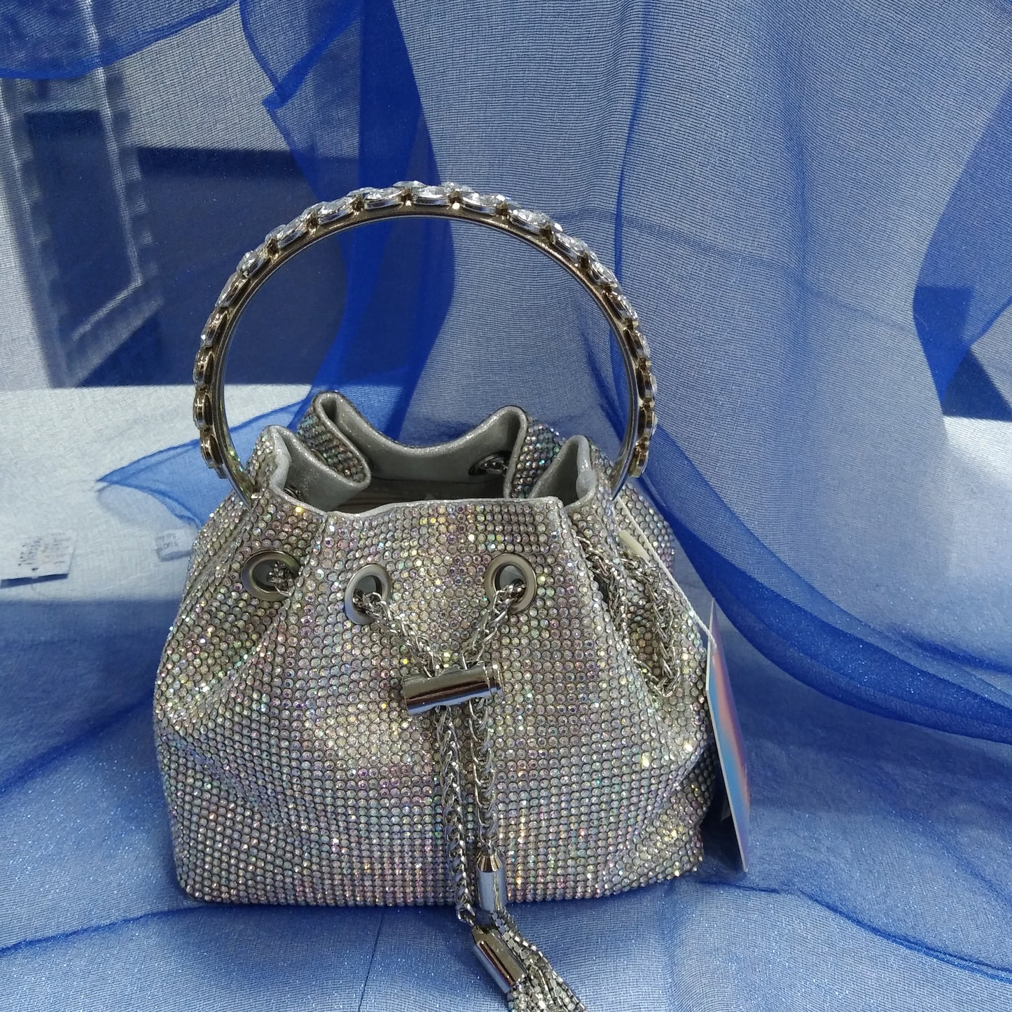Bolso fiesta plateado cristal