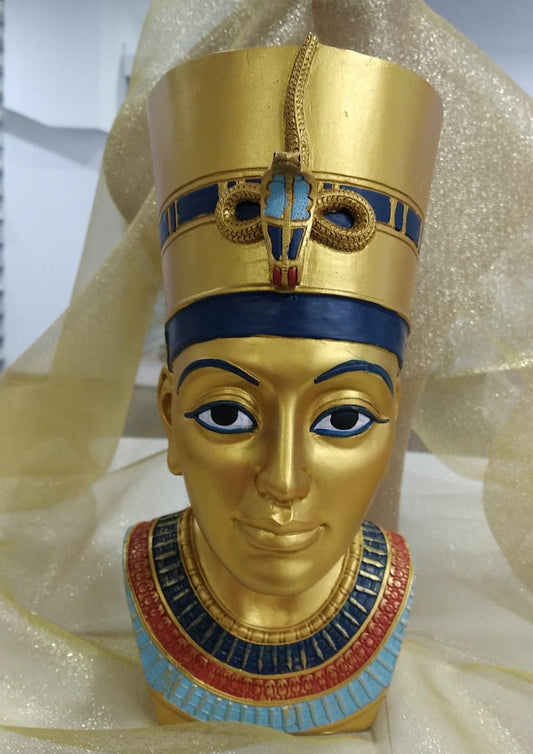 Figura Egipto Busto Nefertiti dorado 25cm.