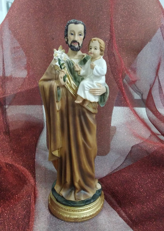 Figura religiosa San José con niño 22cm.