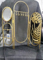 Joyero metal con espejo hojas dorado 41x3x39cm.