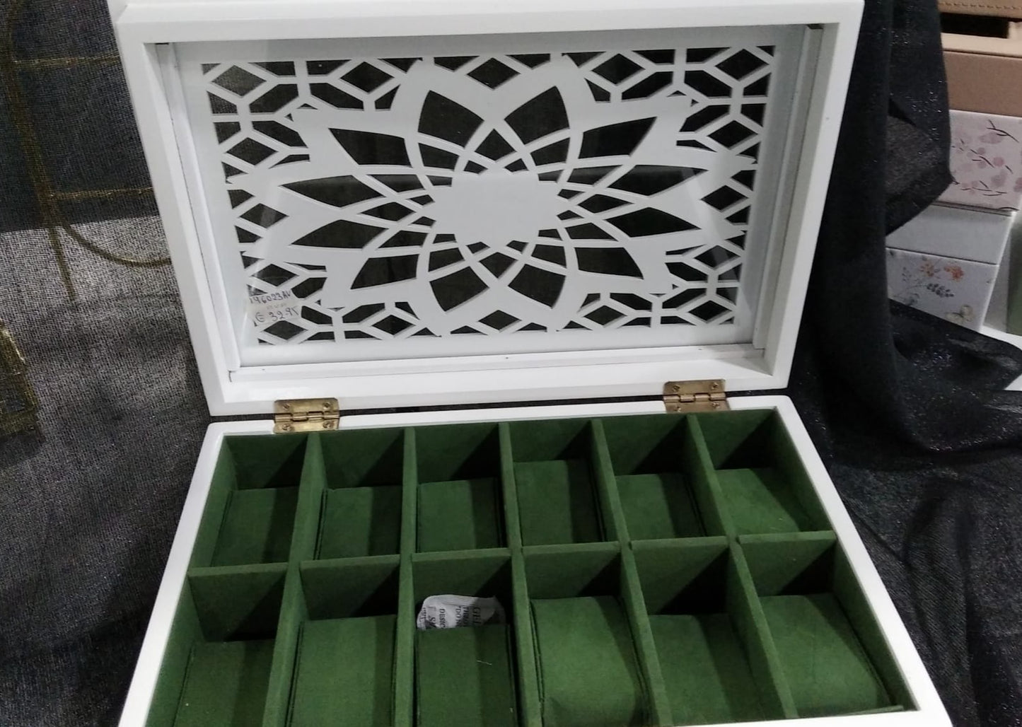 Joyero caja relojes, blanco 29x20x9cm.