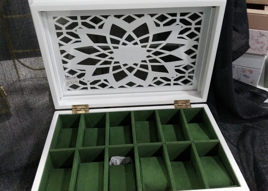 Joyero caja relojes, blanco 29x20x9cm.