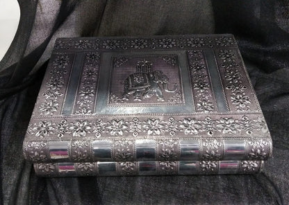 Joyero madera aluminio, elefante 27,5x 21x7,6cm.