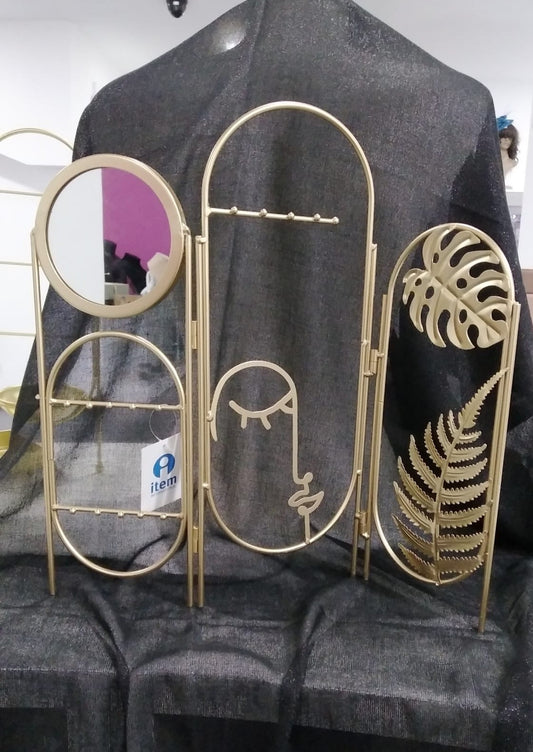 Joyero hierro espejo dorado 40x2x40cm.