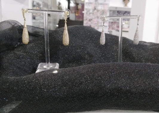 Pendientes lágrima cristal dorado y plateado