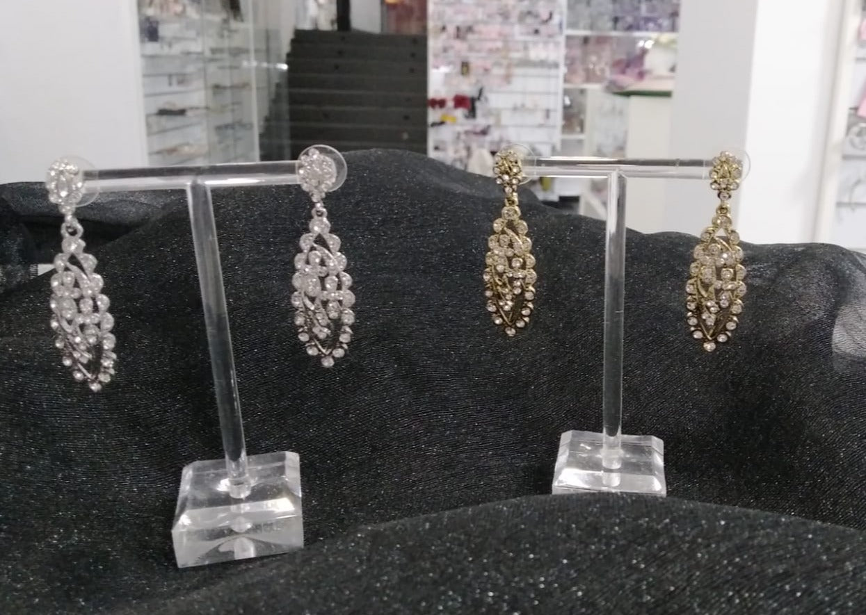 Pendientes cristal dorado y plateado