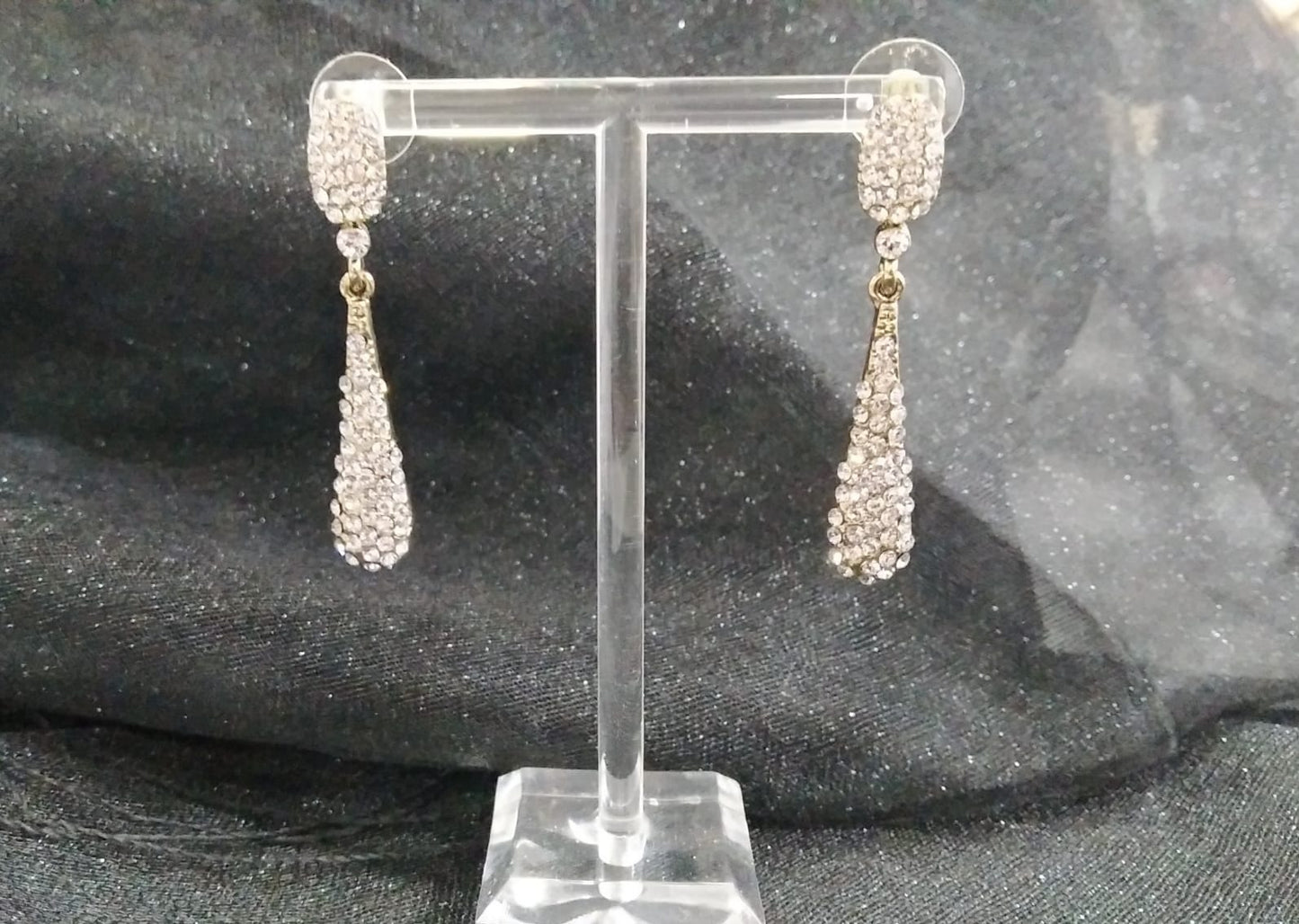 Pendientes firma lágrima cristal metal dorado