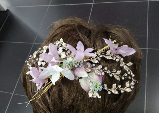 Tocado cristal con flores