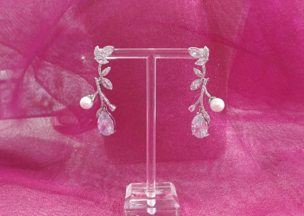 Pendientes circonitas y perla