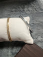 Brazalete rígido acero, plateado y dorado, con cristal, Moments