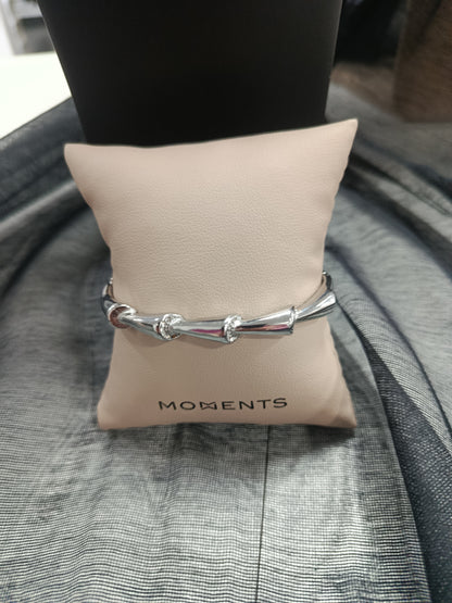 Brazalete acero rígido, dorado y plateado, Moments