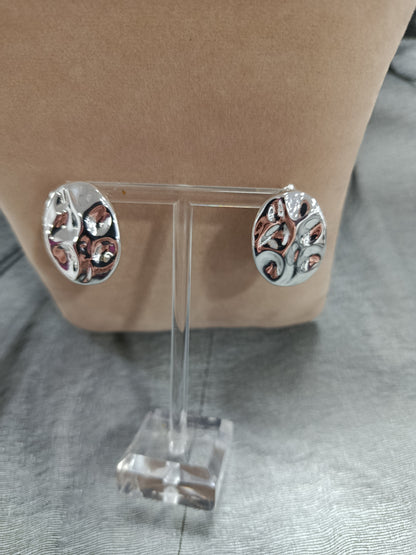 Pendientes acero plateado, ovalados