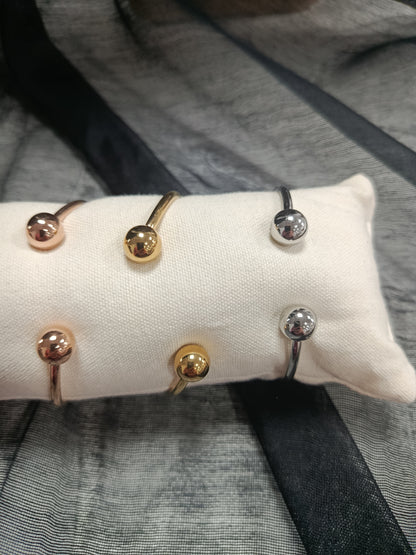 Pulsera brazalete dos bolas flexible, dorado, plateado y dorado rosa, acero, Moments