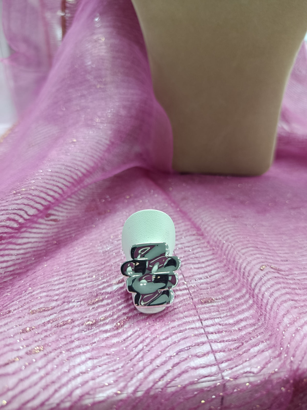 Anillo de acero plateado, talla 7 y 8, Moments